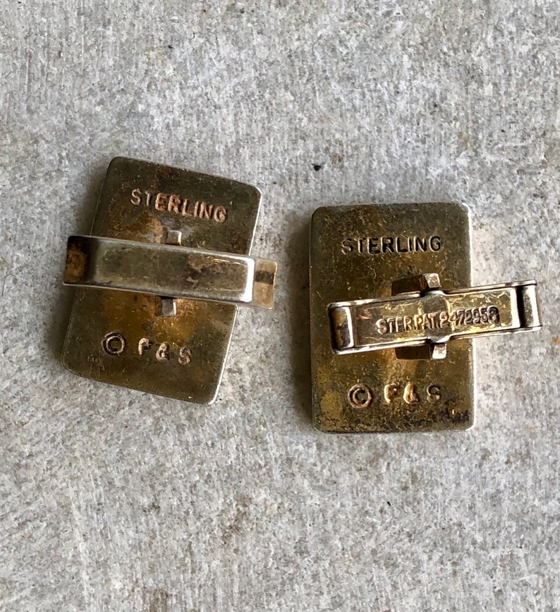 Very Cool Mid Century Joker Playing Card Sterling Silver Gold Gilt Vintage cufflinks