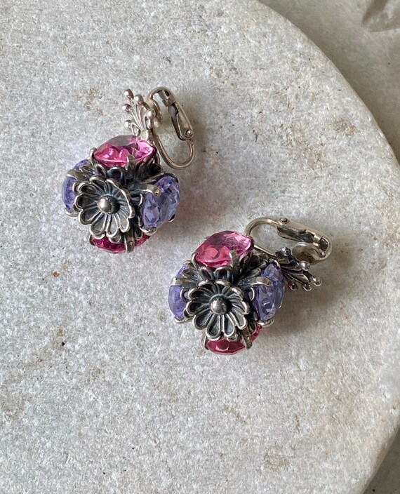 Beautiful Faceted Pink and Purple Stone Cini Ster… - image 7
