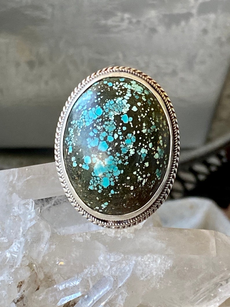 Bold Beautiful Turquoise Sterling Silver Vintage Ring image 1