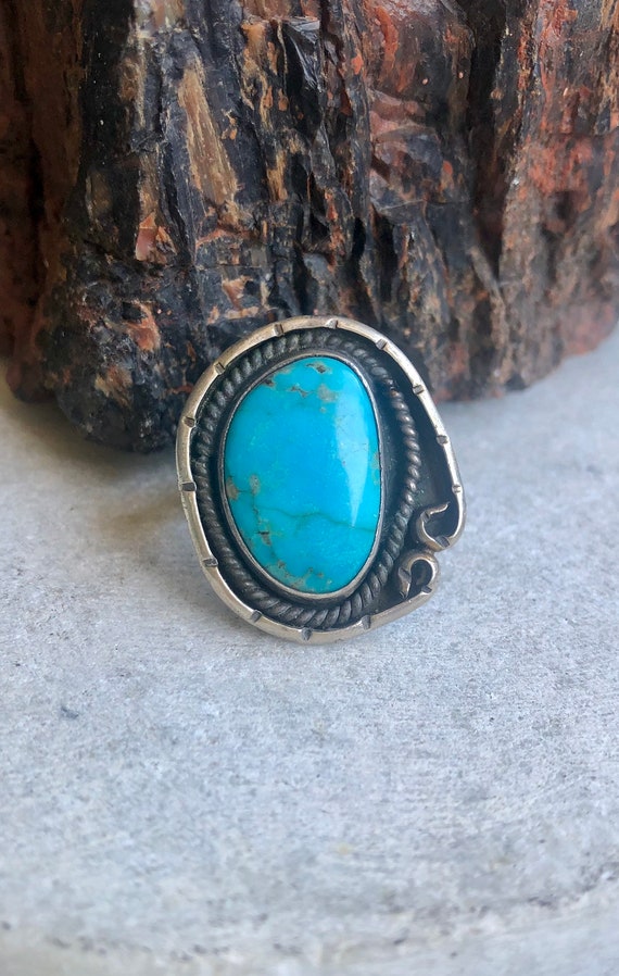 Old Native American Sterling Silver Turquoise Vin… - image 1