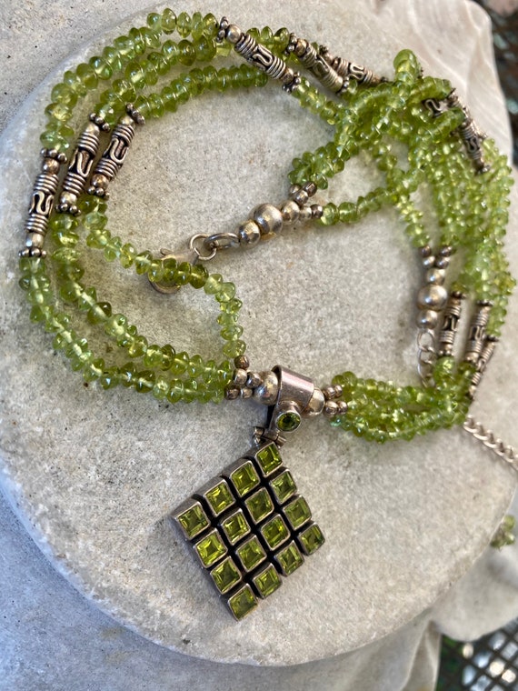 Beautiful Green Peridot Sterling Silver Multi Str… - image 2