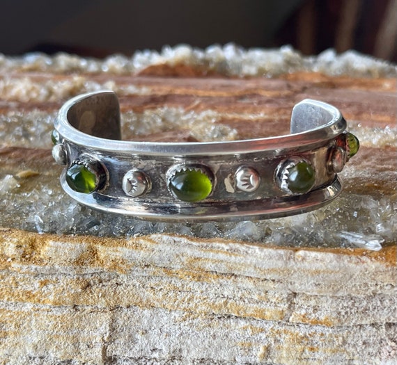 Beautiful Native American Sterling Silver Green P… - image 1