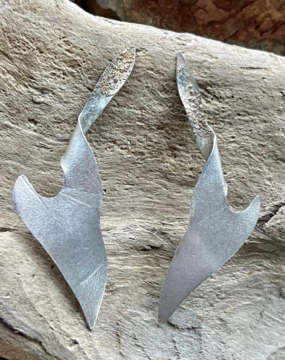 Brutalist Sculpted Textured Sterling Silver Singe… - image 9