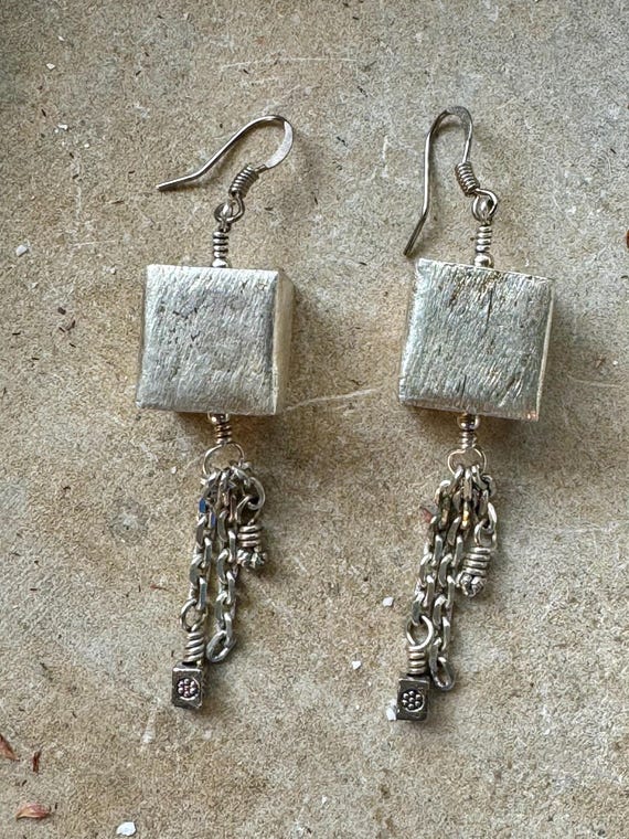 Solid Sterling Silver Artisan Moodernist Geometri… - image 2