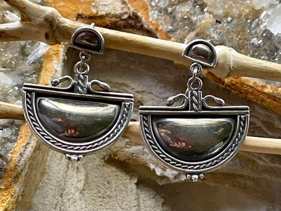 Tribal Art Deco Geometric Sterling Silver Vintage… - image 1