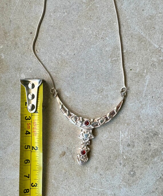 Sterling Silver Crescent Garnet Multi GemStone Vi… - image 3