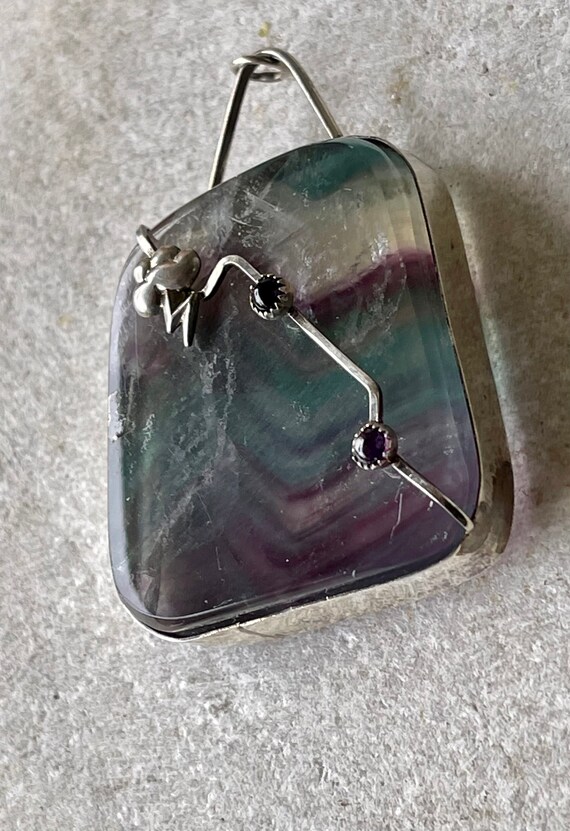 Beautiful Artisan Sterling Silver Rainbow Florite… - image 10