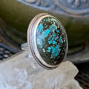 Bold Beautiful Turquoise Sterling Silver Vintage Ring image 3