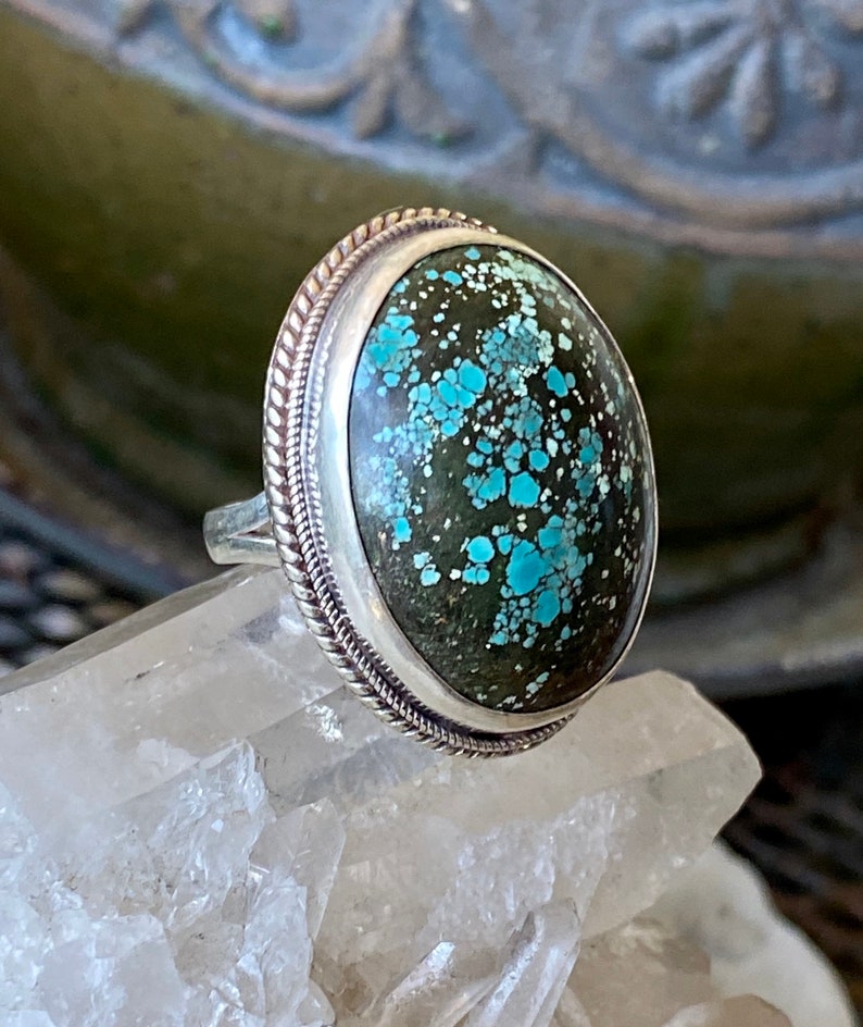 Bold Beautiful Turquoise Sterling Silver Vintage Ring image 3