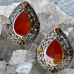 Art Deco Sterling Silver Marcasite Carnelian Vintage Art Deco Vintage ...