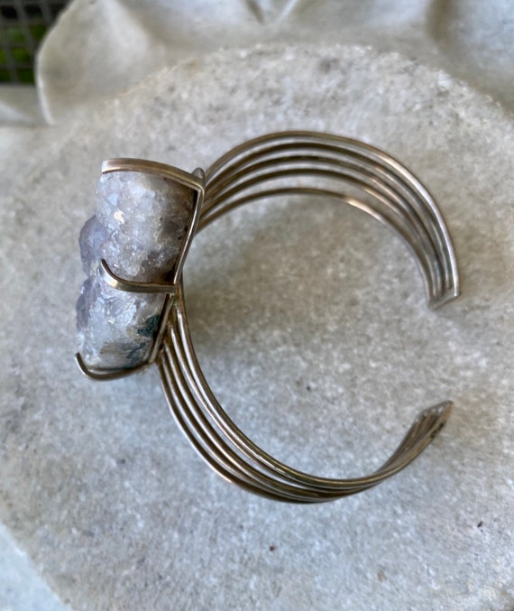 Bold Beautiful Blue Raw Druzy Sterling Silver Vin… - image 3