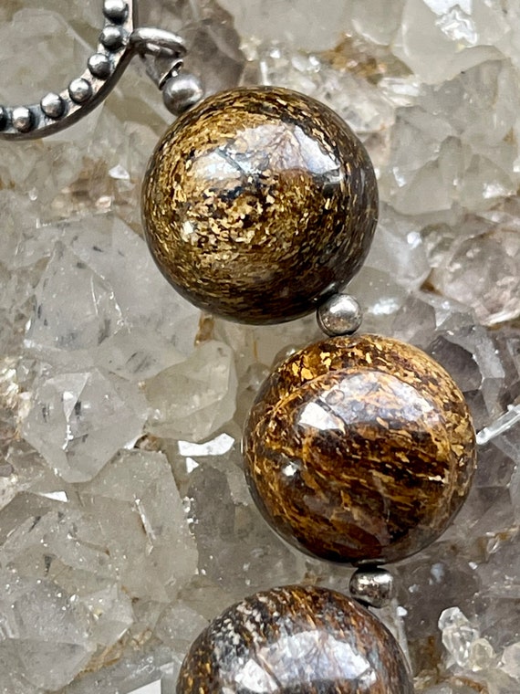 Beautiful Round  Golden Brown Satin  Stone Sterli… - image 2