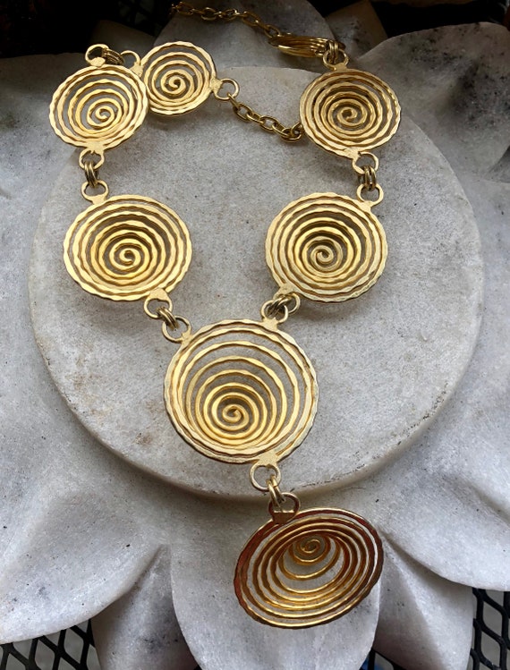 Modernist Egyptian Revival Gold Gilt Coil Spiral … - image 3