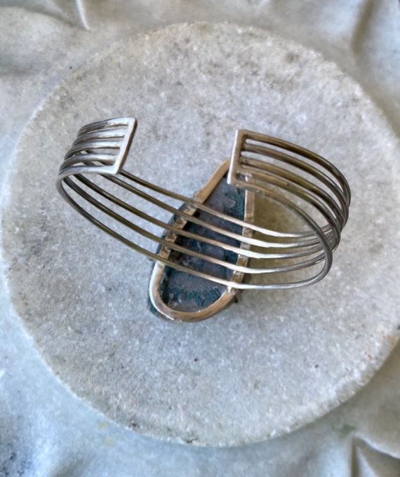 Bold Beautiful Blue Raw Druzy Sterling Silver Vin… - image 2