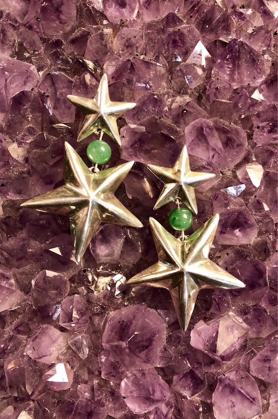 Designer Mexican Puffed Sterling Silver Stars Gre… - image 1