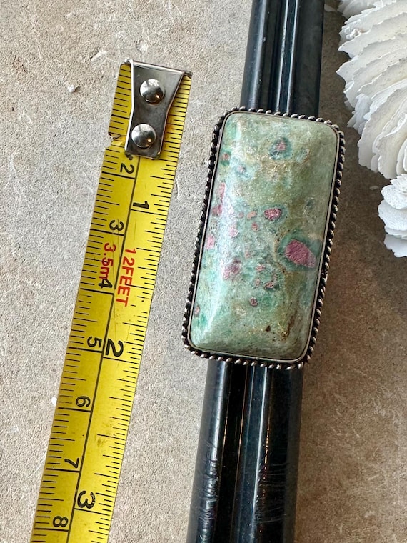 Bold Chunky Sterling Silver Ruby Zoisite Vintage … - image 5