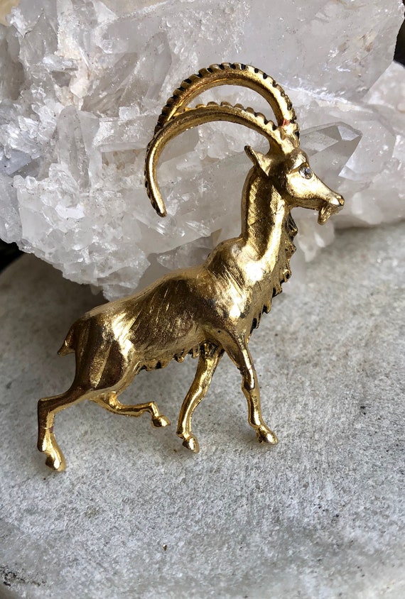 1940s Art Deco Ram Billy Goat Vintage Brooch - image 1