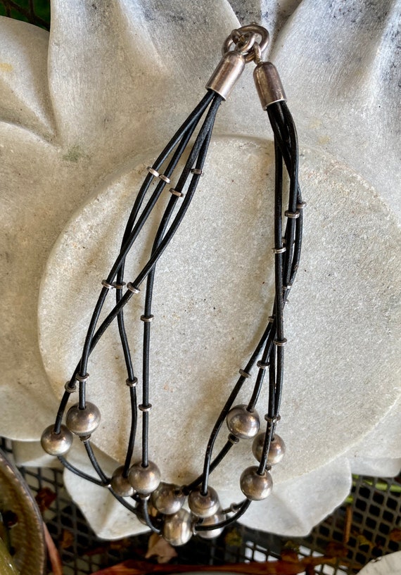 Chunky Modernist Multi Strand Sterling Silver Bal… - image 3