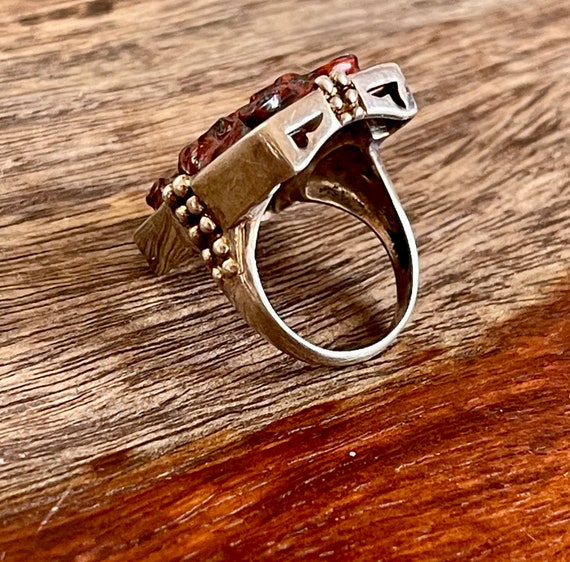 Beautiful Carved Floral Red Black Jasper Asian Mi… - image 8