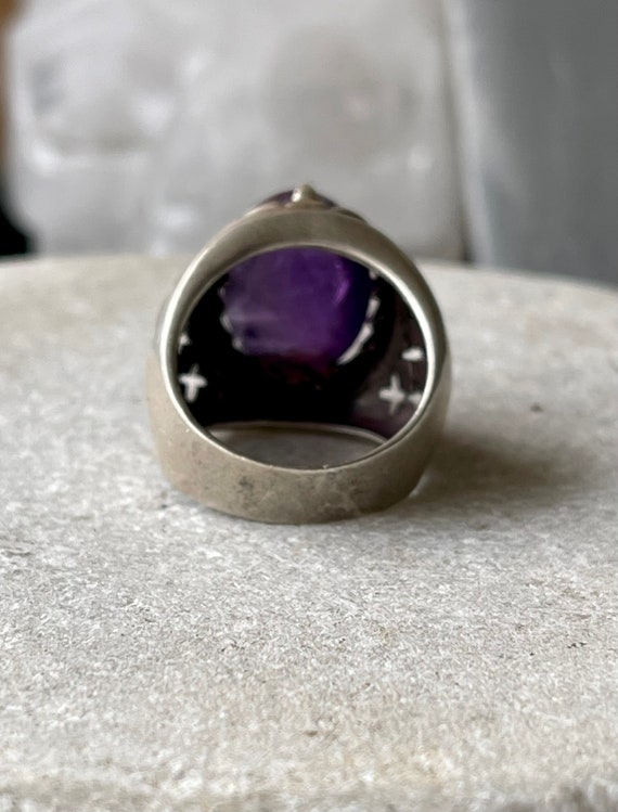 Bold Beautiful Purple Amethyst Cabochon Sterling … - image 4