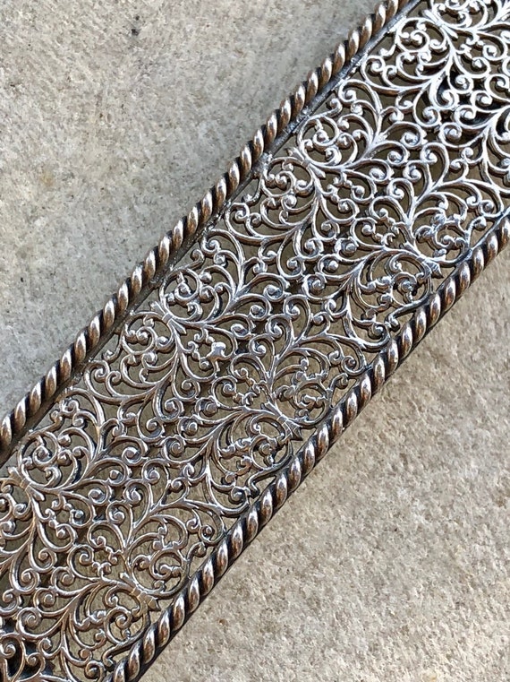 Beautiful Art Nouveau Silver Filigree Scroll Work… - image 5