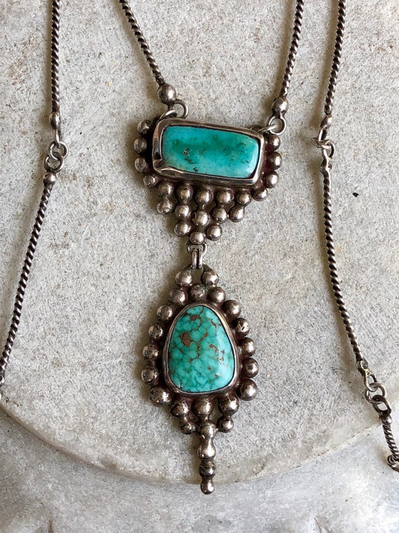 Beautiful Brutalist Sterling Silver Blue Turquoise