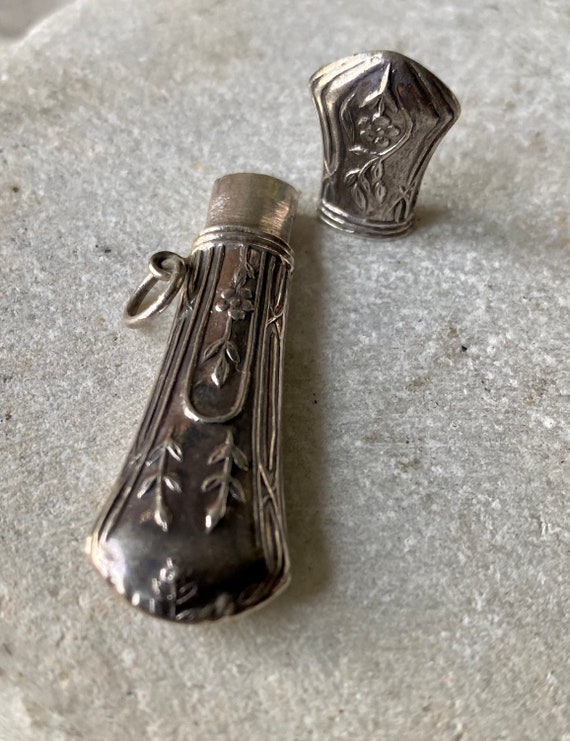 Beautiful Embossed Sterling Silver Victorian Bott… - image 1