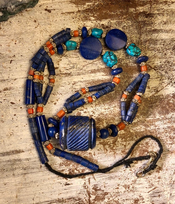 Beautiful Ethnographic Natural Carved Blue Lapis P