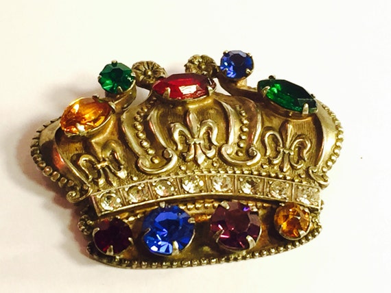Beautiful 1940s  Sterling Silver French Crown Rhi… - image 3