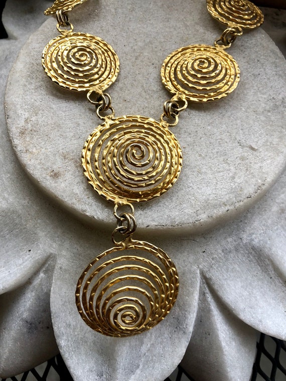 Modernist Egyptian Revival Gold Gilt Coil Spiral … - image 4