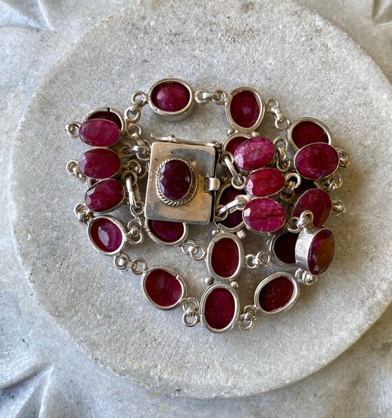 Raw Ruby Sterling Silver Bold Beautiful Festoon V… - image 5