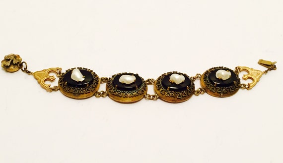 Mourning Victorian Black Jet Hounds Tooth Pearl B… - image 2