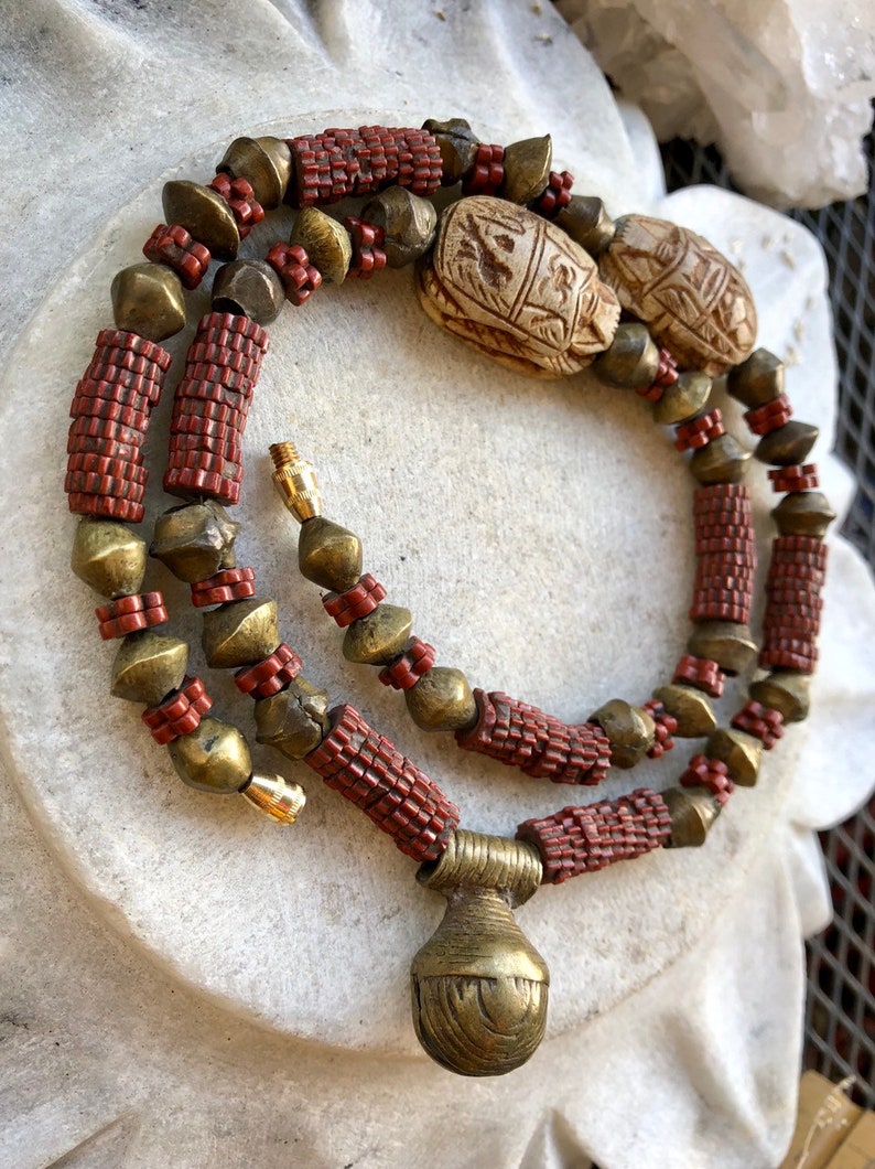 Old Egyptian Tribal Scarab Hieroglyphic Trade Bead Vintage | Etsy