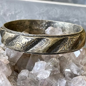 Beautiful Etched Silver Victorian Antique Vintage Bangle Bracelet
