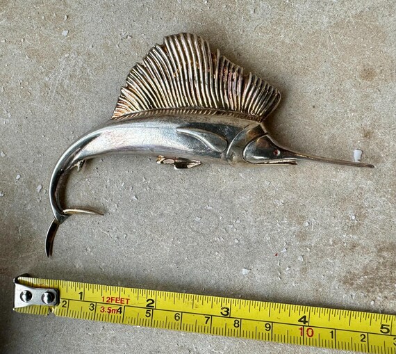 Bold Beautiful Sterling Silver Ruby Eye Swordfish… - image 8