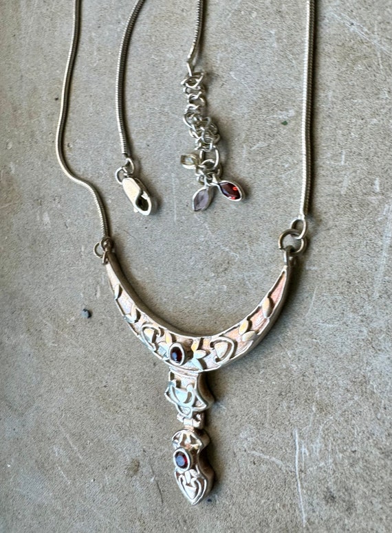 Sterling Silver Crescent Garnet Multi GemStone Vi… - image 6