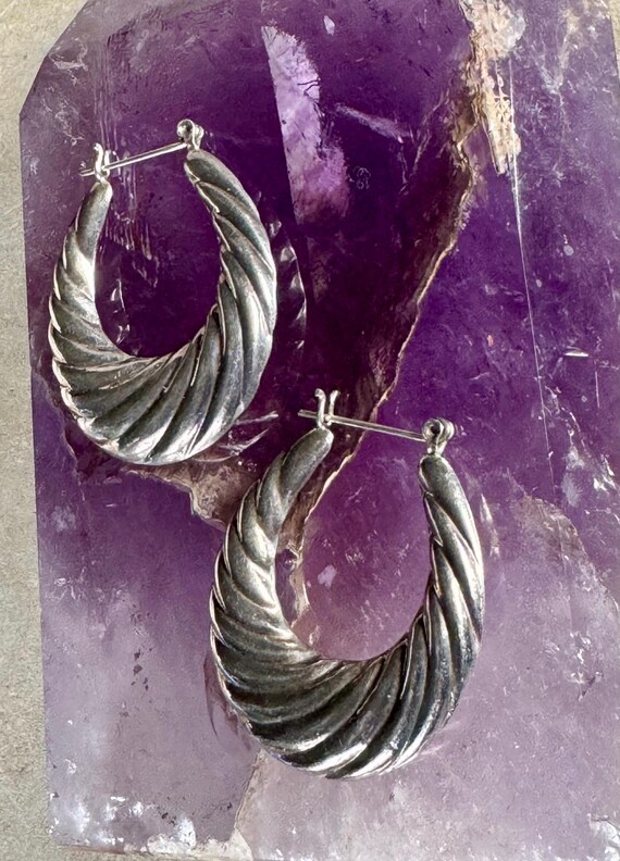 1970s Large Chunky Fanned Puffed Sterling Silver … - image 6