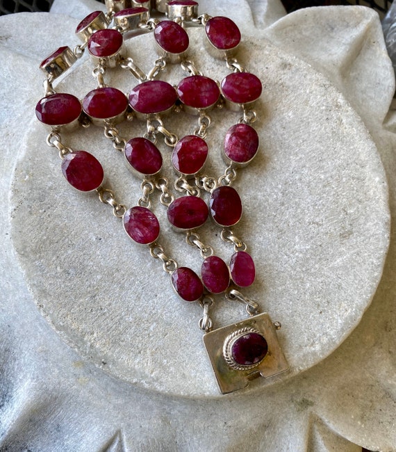 Raw Ruby Sterling Silver Bold Beautiful Festoon V… - image 4