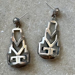 Beautiful Mexican modern geometric sterling silver vintage earrings