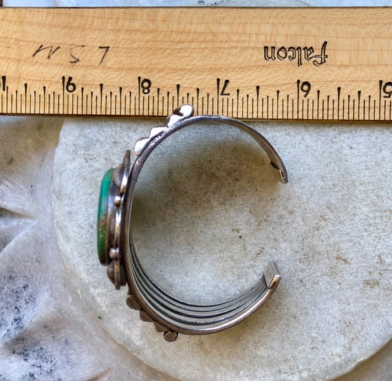 Beautiful Native American Sterling Silver Green Matrix Turquoise Native American Bracelet Native American Jewelry View 2