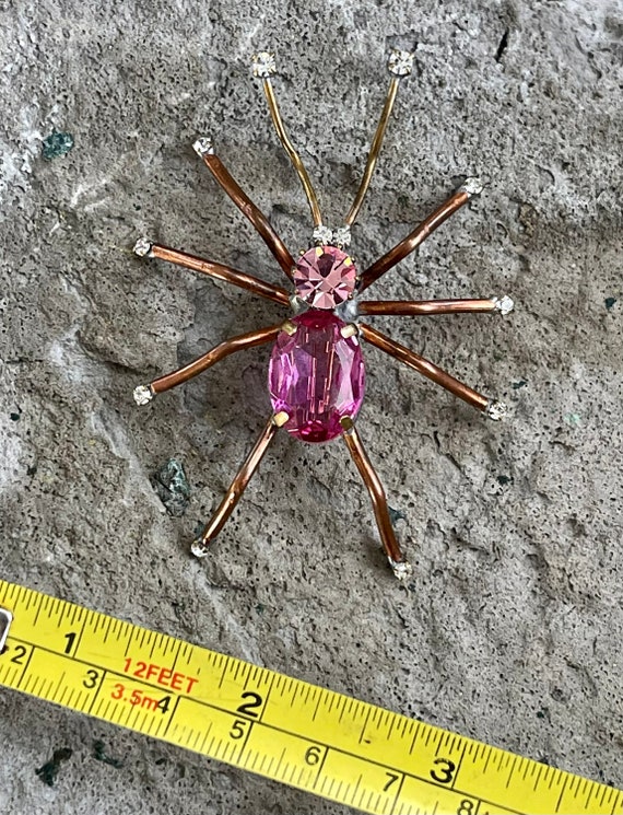 Beautiful Czech Faceted Pink Crystal Vintage Spid… - image 4