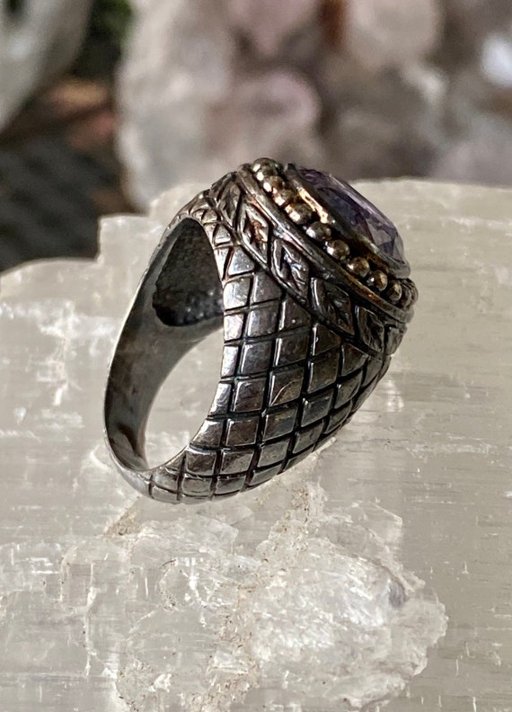 Purple Faceted Amethyst Cabachon Sterling Silver … - image 7