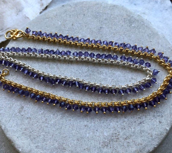 Sterling Silver and Gold Gilt Facated Amethyst Be… - image 4