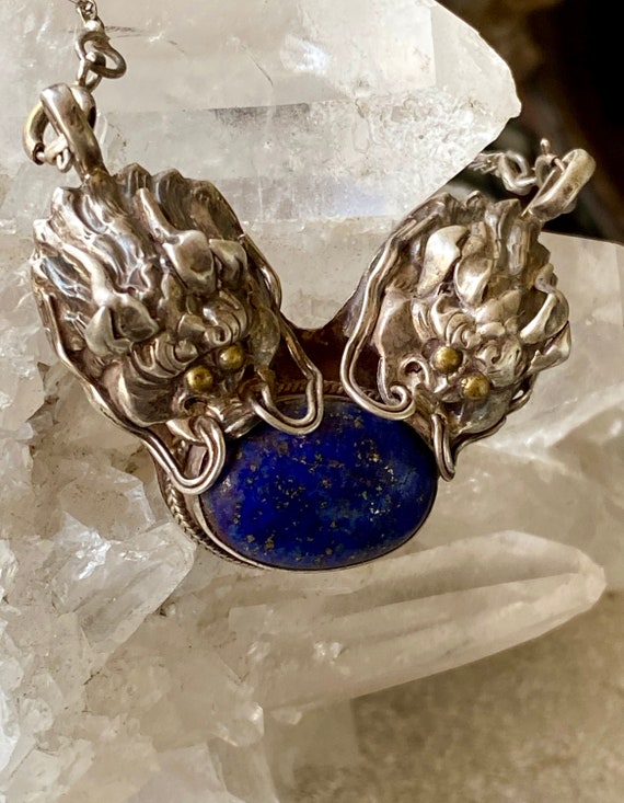 Dubble Dragon Blue Lapis Sterling Silver Vintage … - image 7