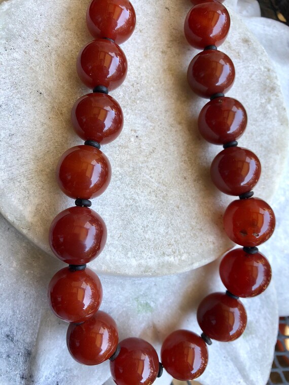 Bold Beautiful Round Carved Carnelian Stone Vinta… - image 4