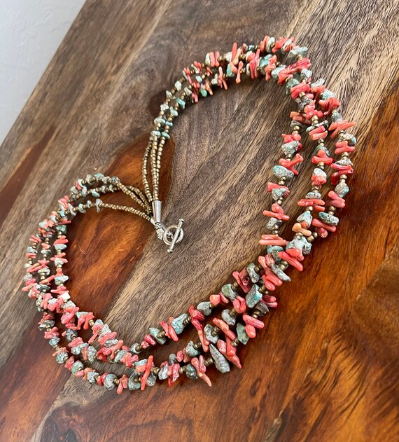 Multi Strand Coral Turquoise Native American Ster… - image 7