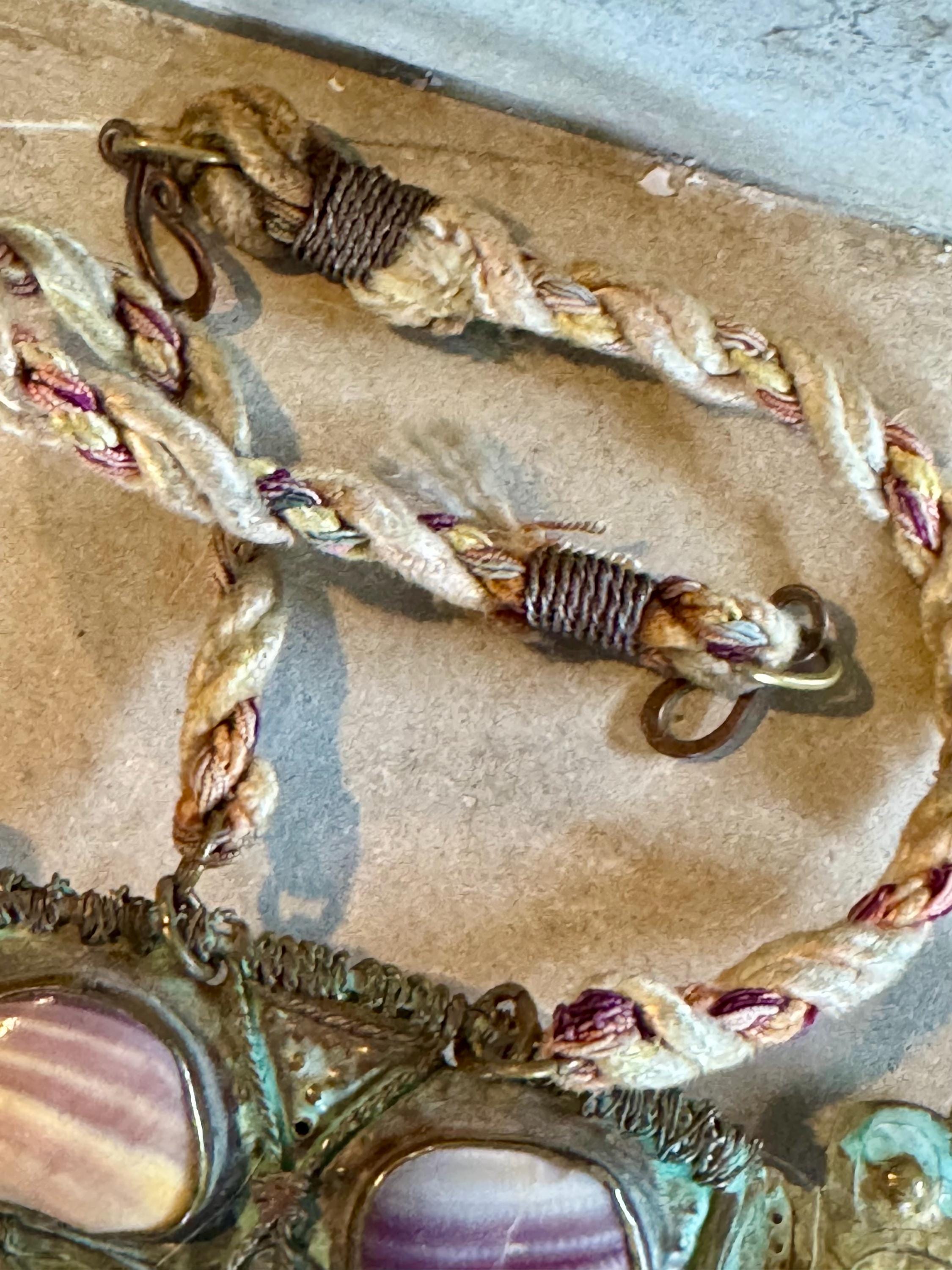 Vintage Alex & Lee Peace Love Necklace – 1960s Mixed Metal Carved