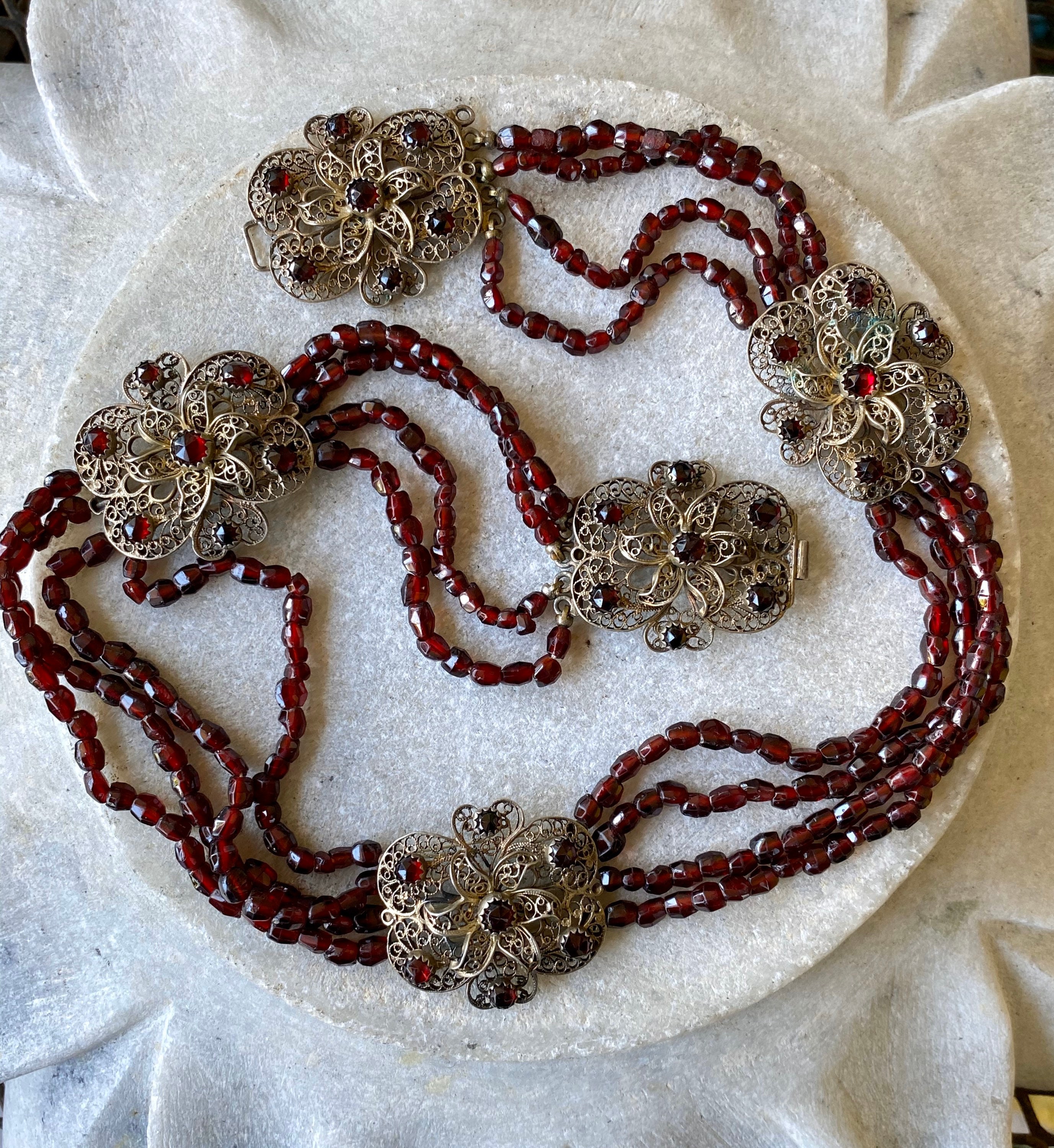 Collana bavaglino in FILIGRANA d'ARGENTO Sterling vintage antica - Italia