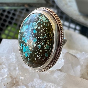 Bold Beautiful Turquoise Sterling Silver Vintage Ring image 2