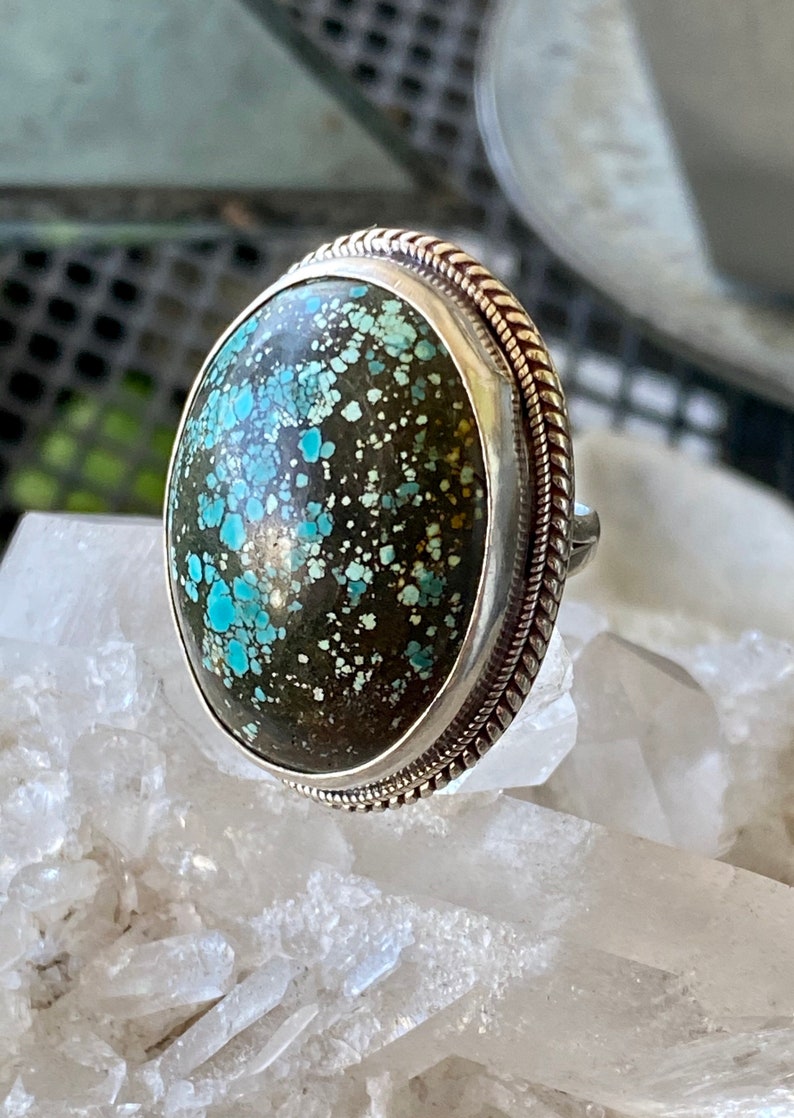 Bold Beautiful Turquoise Sterling Silver Vintage Ring image 2